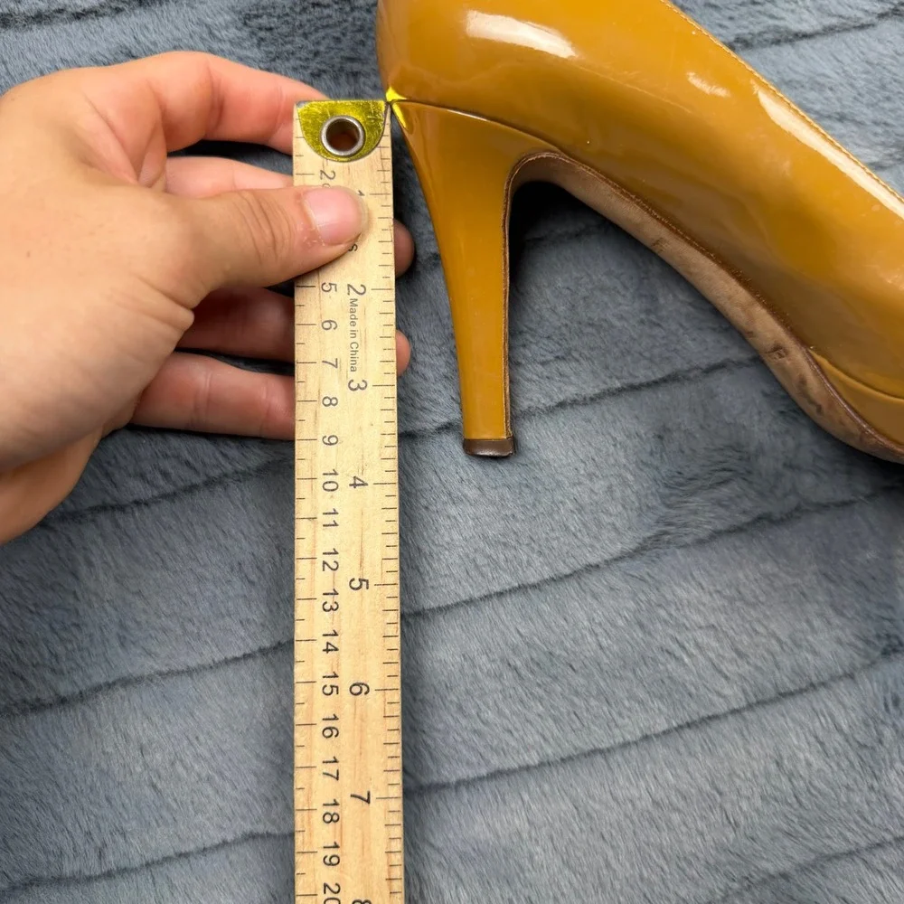 Kate Spade New York Mustard Yellow Patent Leather Platform Pumps Size 7.5 B